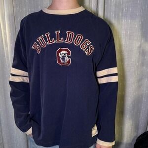 NFL Originals Bulldogs Navy Blue Long Sleeve Ribbed Shirt Mens XL Vintage Style